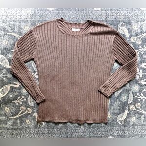 Jessica Simpson Brown Ribbed Crew Neck Sweater